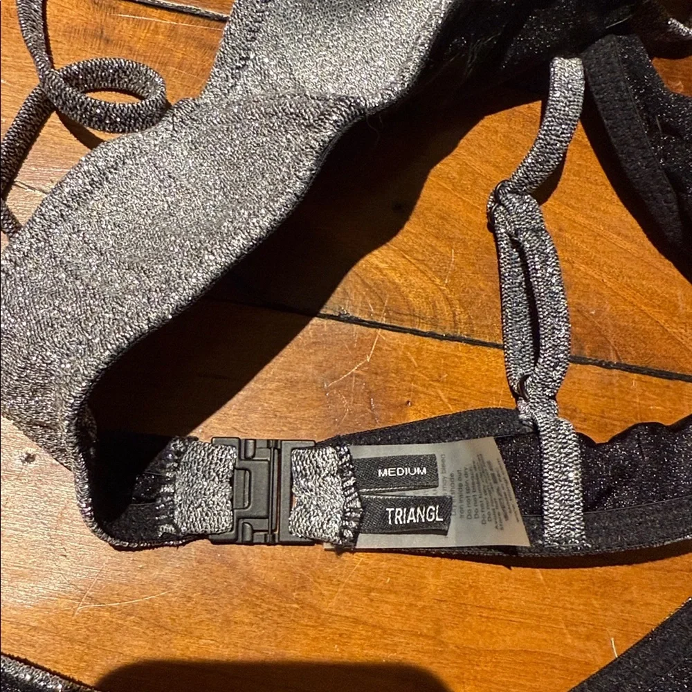 Triangl Sparkly Silver Bikini Set Medium Top & Bottom - Picture 5 of 6